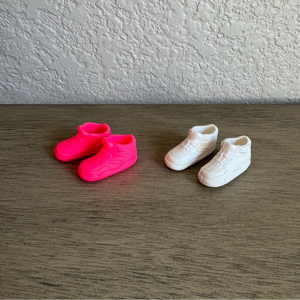 Barbie Doll Shoes Lot Hot Pink & White Miniature Sneakers‎ Mattel Accessory